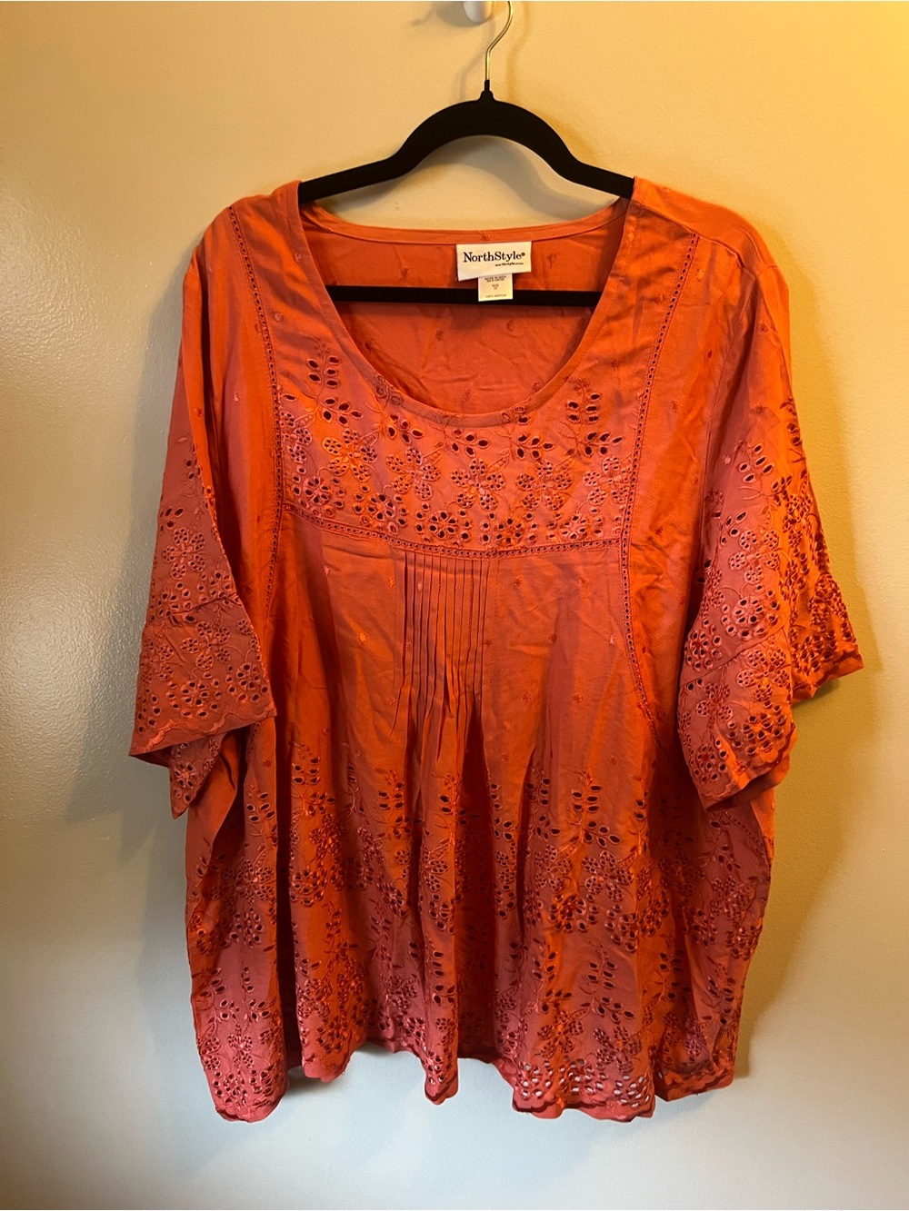 NorthStyle Burnt Orange Eyelet Peasant Tunic